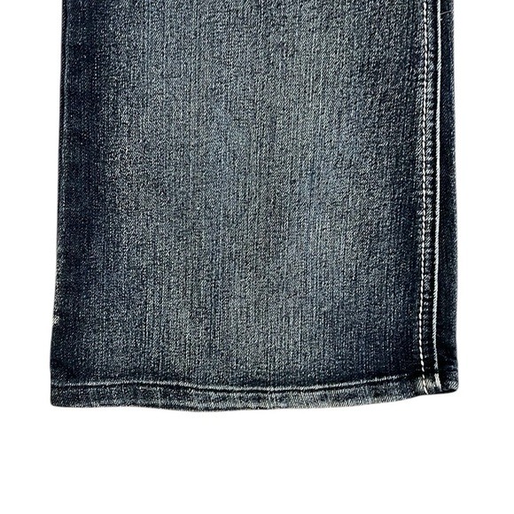 Y2K LEI Sophia Hipster Flare Jean Blue Embroidery Whispered Flap Pockets 13S/29L - Picture 10 of 13